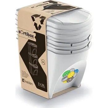 Odpadkový koš Koš na tříděný odpad SORTIBOX 3x25l popelavě šedý