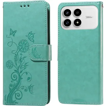 Pouzdro na mobilní telefon Flowery knížkové pouzdro na Xiaomi Poco F8 Pro 5G - modrozelené