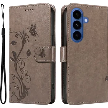 Pouzdro na mobilní telefon Flowery knížkové pouzdro na Samsung Galaxy S26+ - šedé