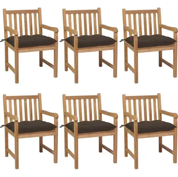 OMAXI Zahradní židle 6 ks taupe podušky masivní teak 448236