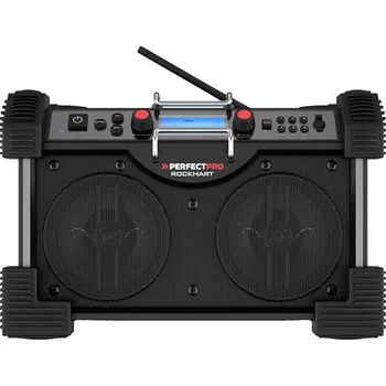 Stavební rádio PerfectPro RockHart PE-RH4 odolné rádio, DAB plus , FM, AUX, Bluetooth, NFC, USB, voděodolné, prachotěsné, nárazuvzdorné, s USB nabíječkou, černá