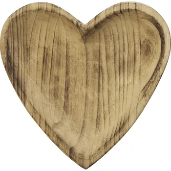 MADAM STOLTZ Dřevěný tác ve tvaru srdce Paulownia 24 cm