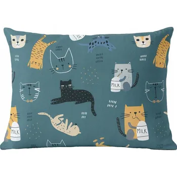 Povlak na polštářek Povlak na polštář do školky koťátka na šedém kresleném pozadí bavlněný 40x60 cm