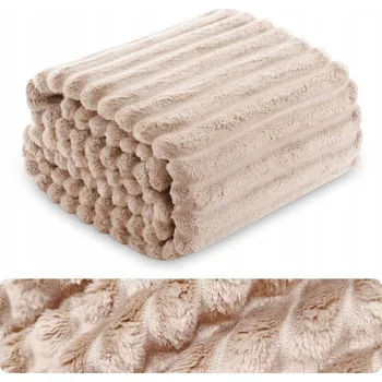 Přehoz na lůžko Přehoz na postel / deka s reliéfními pruhy na pohovku 200x220 SVĚTLE BÉŽOVÁ NUVIO