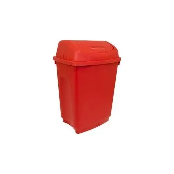 Odpadkový koš Koš na papír 50L, Červená Překlápěcí víko Plast