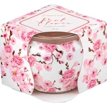 Svíčka Emocio Pink Flower vonná svíčka, sklo dekor (70 x 62 mm)