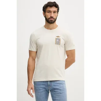 Bavlněné tričko Aeronautica Militare TS2534UJ00641 béžová 80X, vel. M
