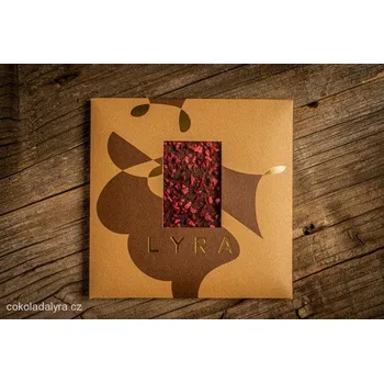 Čokoláda Čokoládovna Lyra LYRA PREMIUM MILK JAHODA BRUSINKA – SLEVA EXPIRACE - mléčná čokoláda s lyofilizovaným ovocem