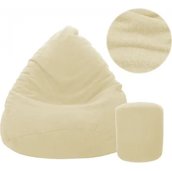 Sedací pytel JAKS Sedací pytel s podnožkou béžový Teddy