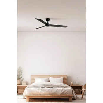 RUDDER L stropní ventilátor, černá/ořech - FARO