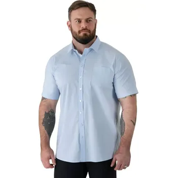 Pánská košile Velká pánská hladká košile s krátkým rukávem odolná proti skvrnám NON IRON Duke D555 Lucas světle modrá (3XL)
