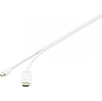 Audio kabel Renkforce Mini-DisplayPort / HDMI kabelový adaptér Mini DisplayPort konektory, Zástrčka HDMI-A 1.80 m bílá RF-4660902 pozlacené kontakty Kabel DisplayPort