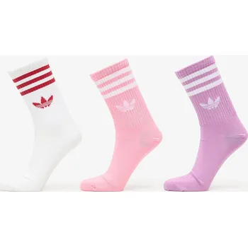 Ponožky adidas 3S Crew Socks 3-Pack Preloved Purple/ Bliss Pink/ White M