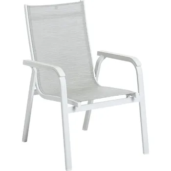 Zahradní nábytek Kettler BASIC PLUS stohovatelné, hliníkové křeslo - bílá / světle šedá