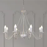 Lustr na řetězu MALBO 8xE14/10W/230V bílá/zlatá/patina