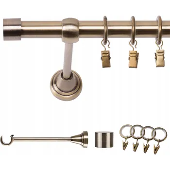 Garnýž GARNÝŽ KOVOVÁ JEDNOŘADÁ 440 CM 19 MM ZLATÁ ANTIK LUNA, KROUŽKY SE ŽABKAMI