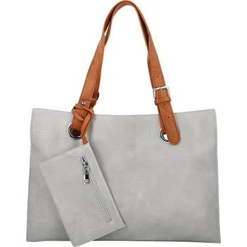 Kabelka Trendy dámská koženková kabelka na rameno Valika, světle šedá