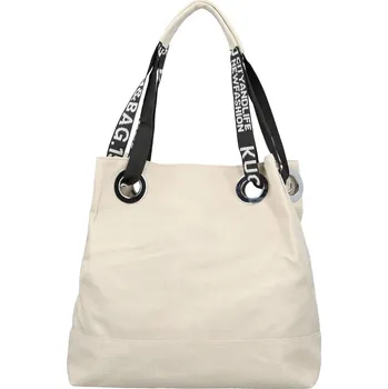 Módní dámská koženková kabelka na rameno Žanet, krémová