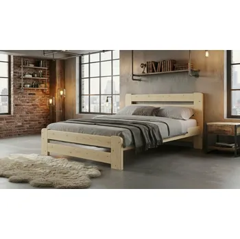 Postel Jednolůžková dřevěná postel FURNIFY 160x200 borovice