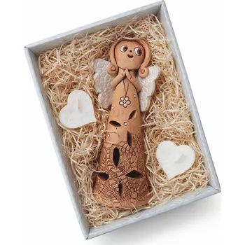 Svícen Supeko Andílci svícínek 21 cm dárkové balení bílá křídla