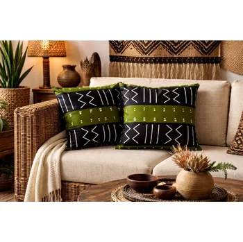 Povlak na polštářek Povlak na polštářek olivově zelený s černou