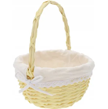 Nákupní košík Kulatý proutěný koš s materiálem, velikonoční košík na svěcení ⌀ 23 cm