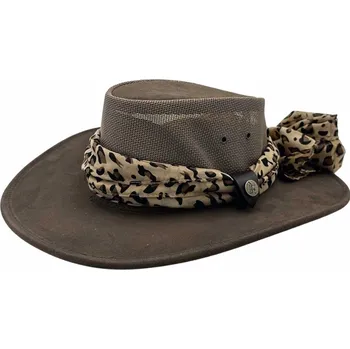 Klobouk Jacaru Shady Lady – dámský hnedý australský klobouk z broušené kůže Velikost: 54.5/55cm (S)