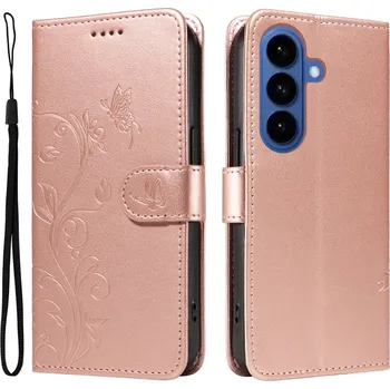 Pouzdro na mobilní telefon Flowery knížkové pouzdro na Samsung Galaxy S26+ - růžovozlaté