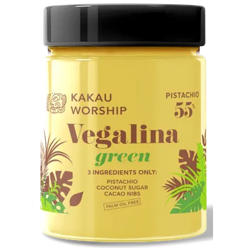 Kakau worship BIO pistáciová pomazánka s loupanými kakaovými boby slazená cukrem z kokosových květů 200g KAKAU