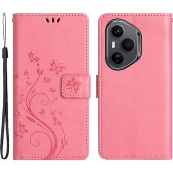 Pouzdro na mobilní telefon Flowers knížkové pouzdro na Honor 400 Pro - růžové