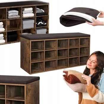 Botník Botník s sedátkem Songmics 105 x 48 x 30 cm, odstíny hnědé