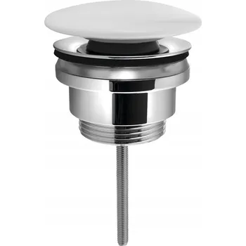 Sifon Zátka umyvadlová bez přepadu, s přepadem klik-klak kulatý Sapho bílá