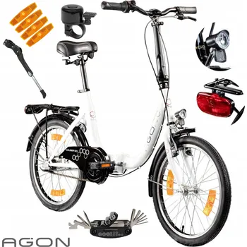 Skládací kolo Skládací kolo Agon Skládačka, rám 16 palců, kolo 20", bílé