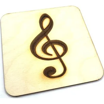 Dřevěný podtácek pod sklenici - houslový klíč