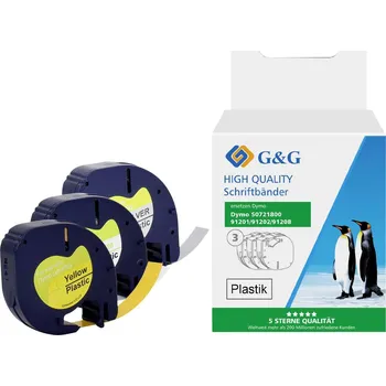 Kotouček do pokladny a tiskárny štítků páska do štítkovače sada 3 ks G a G TD-RL-D-91201/2/8-3P kompatibilní náhradní DYMO 91241 Barva pásky: bílá, žlutá, stříbrná Barva písma: černá
