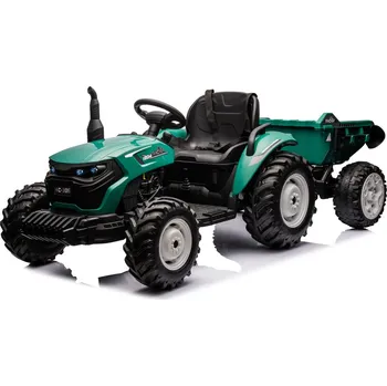 Dětské elektrovozidlo Mamido Elektrický traktor s přívěsem pro děti HC-306 24V tmavě zelený
