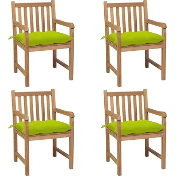 OMAXI Zahradní židle 4 ks jasně zelené podušky masivní teak 447994