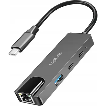 USB hub USB 3.2 Gen1 HUB se síťovou kartou RJ45 2.5GbE, 3 porty USB-C Ethernet LogiLink