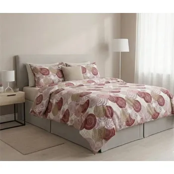 Povlečení Bavlněné povlečení Mandala bordó 140 x 220, 70 x 90 cm knoflíky