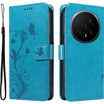 Pouzdro na mobilní telefon Flowers knížkové pouzdro na Honor Magic 8 Pro 5G - modré