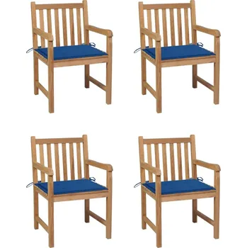 OMAXI Zahradní židle 4 ks královsky modré podušky masivní teak 447833