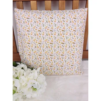 Povlak na polštářek Povlak na polštář 40 x 40 cm – Velikonoční kuřátka a housátka| Ruční výroba z bavlny