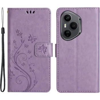 Pouzdro na mobilní telefon Flowers knížkové pouzdro na Honor 400 Pro - světlefialové