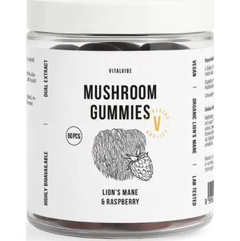 Doplněk stravy Vitalvibe Gummies s vitálními houbami - lion's mane & maliny, 60 gummies