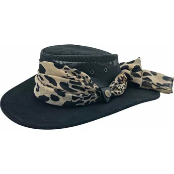 Klobouk Jacaru Shady Lady – černý dámský australský klobouk z broušené kůže Velikost: 56/57cm (M)
