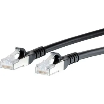 Datový kabel Metz Connect 1308452000-E RJ45 síťové kabely, propojovací kabely CAT 6A S/FTP 2.00 m černá s ochranou 1 ks
