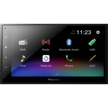 Autorádio Pioneer DMH-A340DAB autorádio (2 DIN) konektor pro dálkové ovládání na volant, konektor pro couvací kameru, Bluetooth® handsfree zařízení, DAB plus tuner