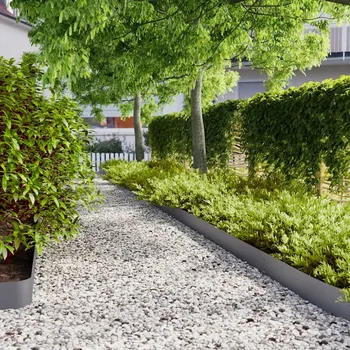 Zahradní obrubník Okraj trávníku 50 ks Antracit Ocel válcovaná za studena