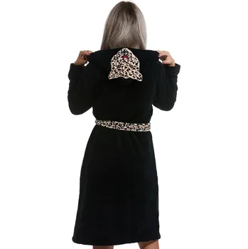 Dámský župan Černý dámský župan huňatý s kapucí Jaguár 1Z1217 černá 158-164-13-14-let