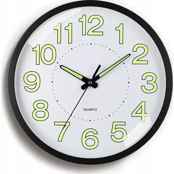 Hodiny HODINY NÁSTĚNNÉ KULATÉ BÍLÉ SVÍTÍCÍ VE TMĚ